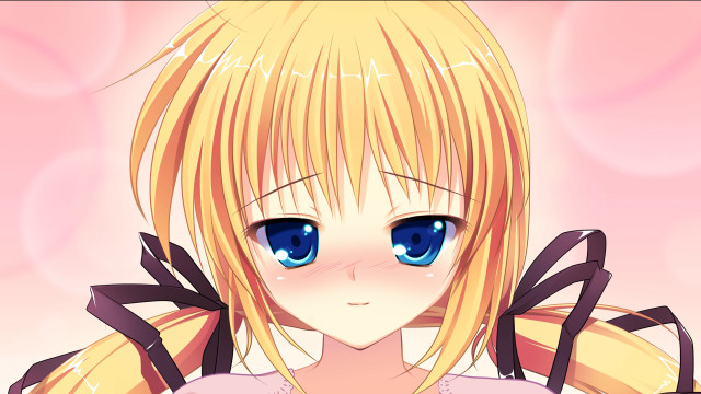 Anime girl blonde blue pink free wallpaper for desktop - medium preview image