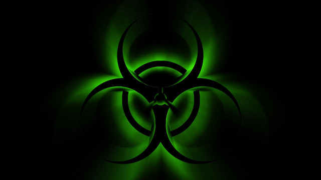 Green biohazard black background glow free wallpaper for desktop - medium preview image