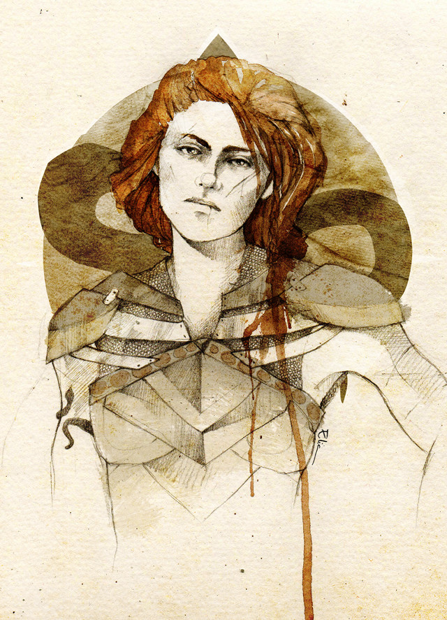 Woman hat braid drawing art free wallpaper for mobile - medium preview image