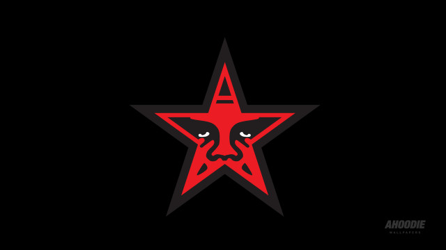 Red star face black background free wallpaper for desktop - medium preview image