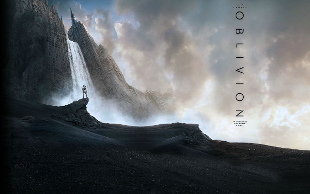 Man mountain waterfall sky background free wallpaper for desktop - medium preview image