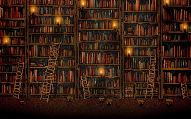 Books ladder candles lights cozy #4 free wallpaper for desktop - medium preview image