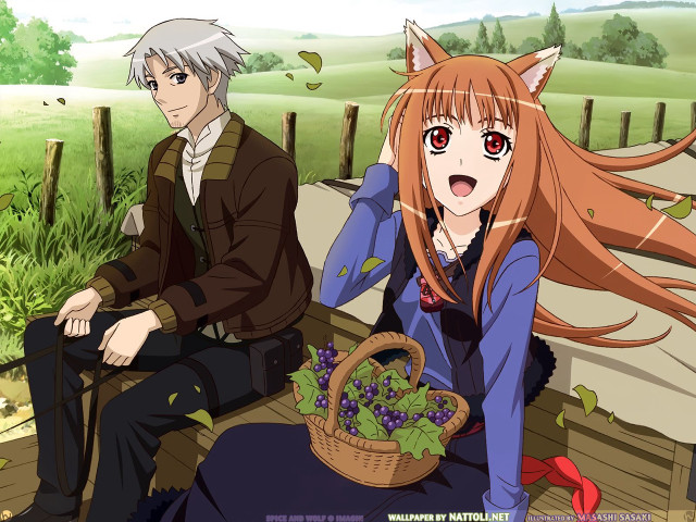 Anime couple bench grapes basket free wallpaper for desktop - medium preview image