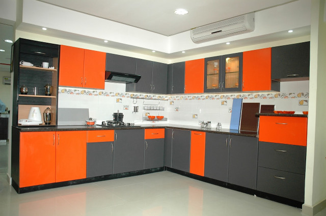 Kitchen orange gray cabinets white free wallpaper for desktop - medium preview image