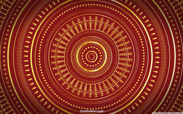 Red gold circular design spiral free wallpaper for desktop - medium preview image