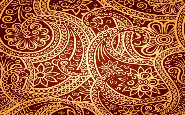 Brown yellow paisley pattern red free wallpaper for desktop - medium preview image