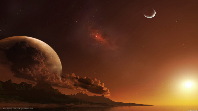 Distant planet star space art #3 free wallpaper for desktop - medium preview image
