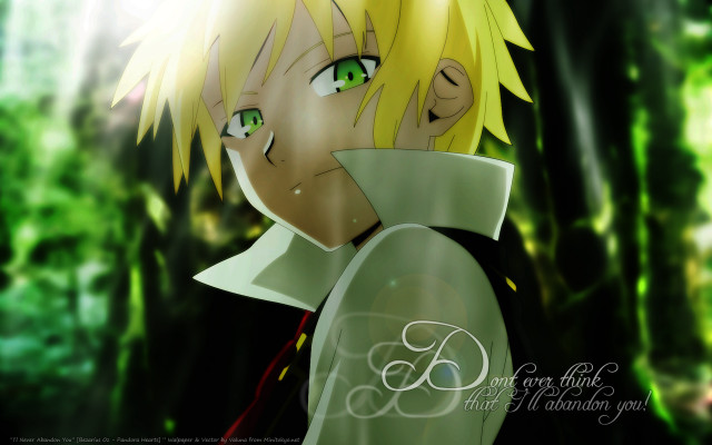 Blonde green eyes forest anime free wallpaper for desktop - medium preview image