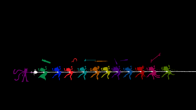 Line people black background rainbow free wallpaper for desktop - medium preview image