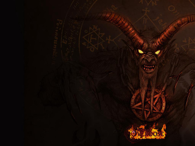 Demon horns pentagram hand face free wallpaper for desktop - medium preview image