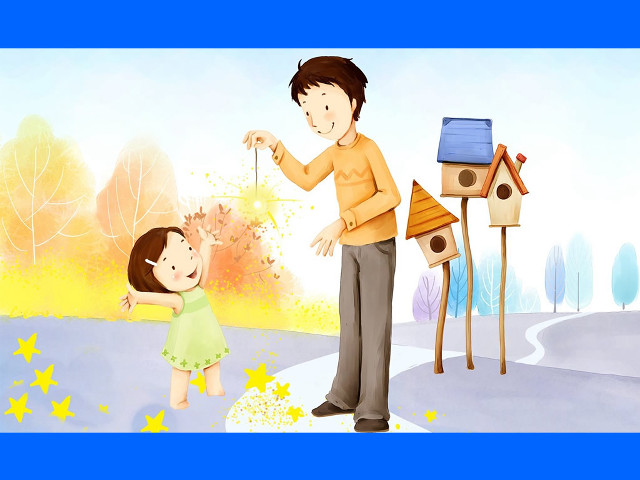 Man girl playing birdhouse pole free wallpaper for desktop - medium preview image