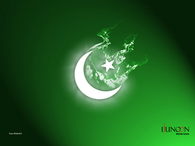 Green background crescent star white free wallpaper for desktop - medium preview image