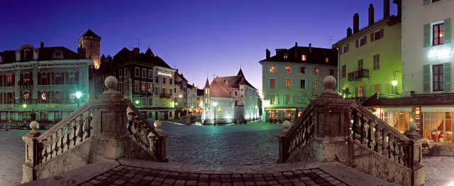 City bridge clocktower night buildings free wallpaper for desktop - medium preview image