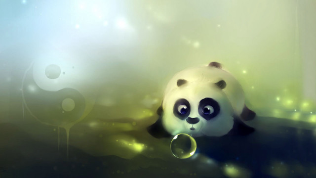 Panda bear ring bubbles background free wallpaper for desktop - medium preview image
