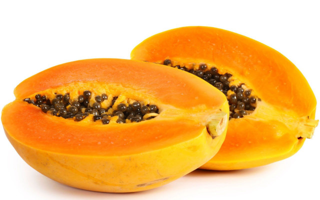 Cut in half papaya fruit free wallpaper for desktop - medium preview image