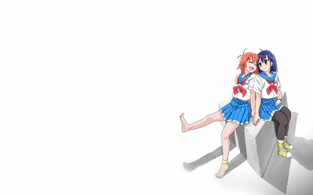 Anime characters sitting on rock free wallpaper for desktop - medium preview image