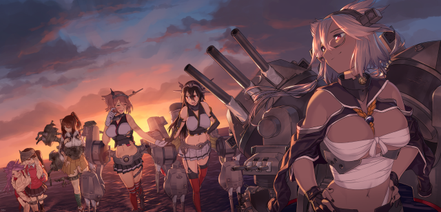 Anime characters sunset clouds sky free wallpaper for desktop - medium preview image