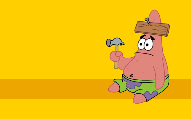 Cartoon character sitting hammer hat free wallpaper for desktop - medium preview image