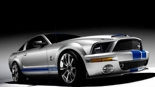 Silver blue mustang dark room free wallpaper for desktop - medium preview image