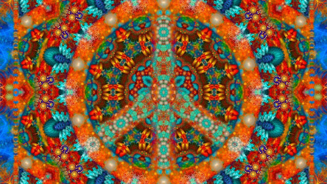 Psychedelic hologram autumn leaves flower free wallpaper for desktop - medium preview image