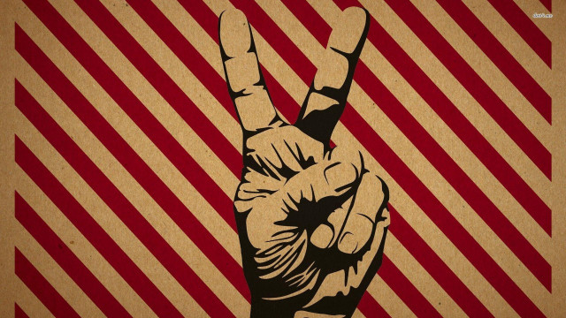Peace sign red white striped #2 free wallpaper for desktop - medium preview image