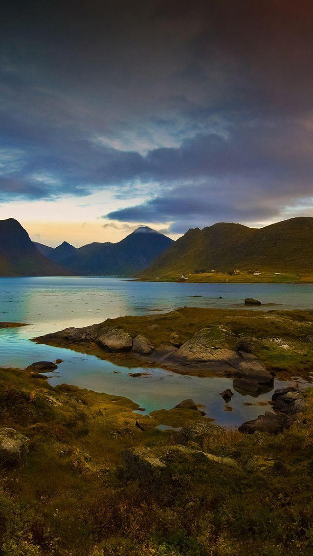Lake mountains cloudy sky rocks #5 free wallpaper for mobile - medium preview image