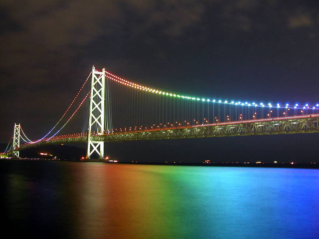 Rainbow bridge water night background free wallpaper for desktop - medium preview image