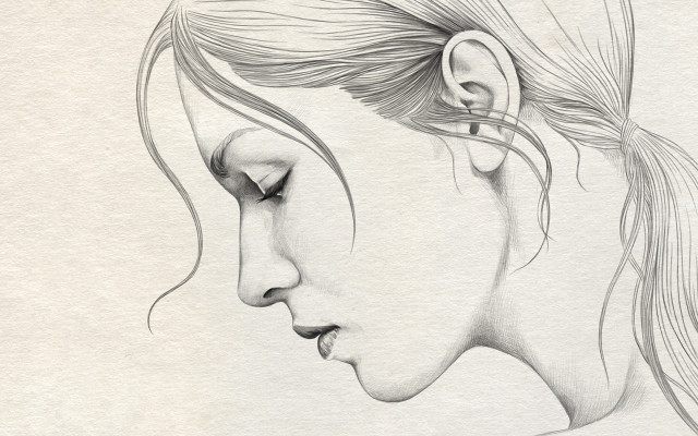 Woman ponytail drawing face art free wallpaper for desktop - medium preview image