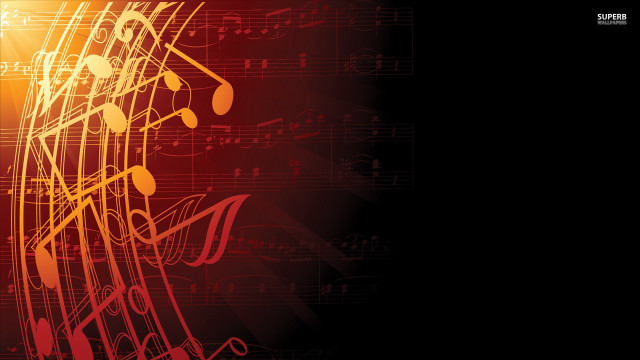Red yellow background musical notes free wallpaper for desktop - medium preview image