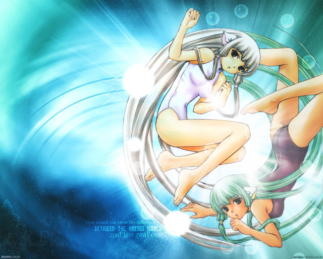 Anime girls circular blue green free wallpaper for desktop - medium preview image