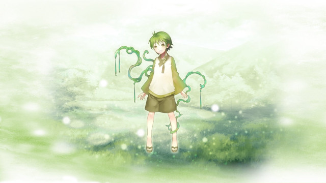 Girl green dress field snake free wallpaper for desktop - medium preview image