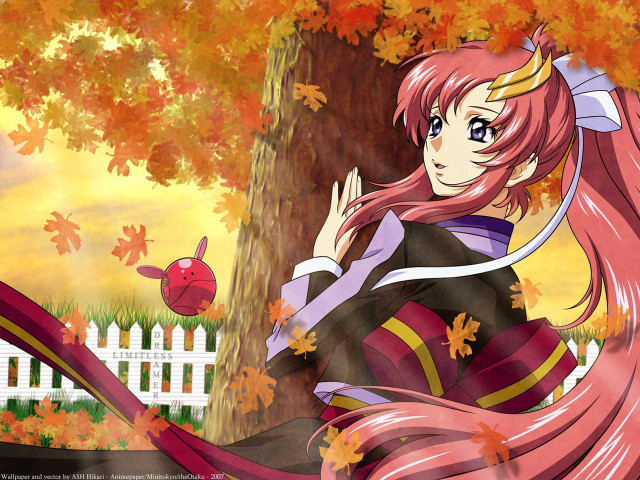 Girl long pink hair tree free wallpaper for desktop - medium preview image