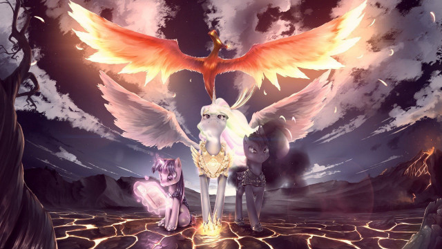 Cartoon characters sky clouds bird free wallpaper for desktop - medium preview image