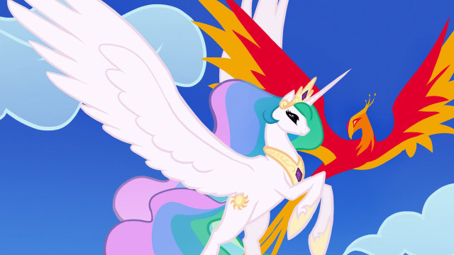 Cartoon bird crown flying clouds free wallpaper for desktop - medium preview image