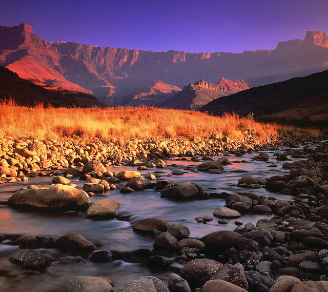River lush valley purple sky free wallpaper for tablet - medium preview image