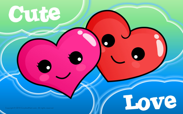 Cute love two hearts faces free wallpaper for desktop - medium preview image