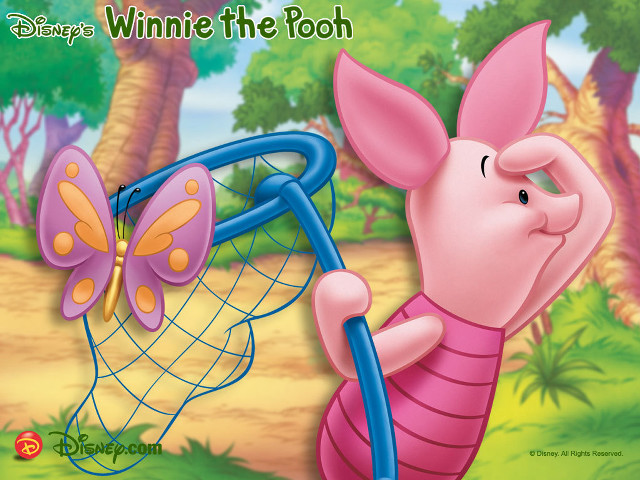 Cartoon pig blue net butterfly free wallpaper for desktop - medium preview image