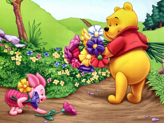 Winnie the pooh bouquet piglet free wallpaper for desktop - medium preview image