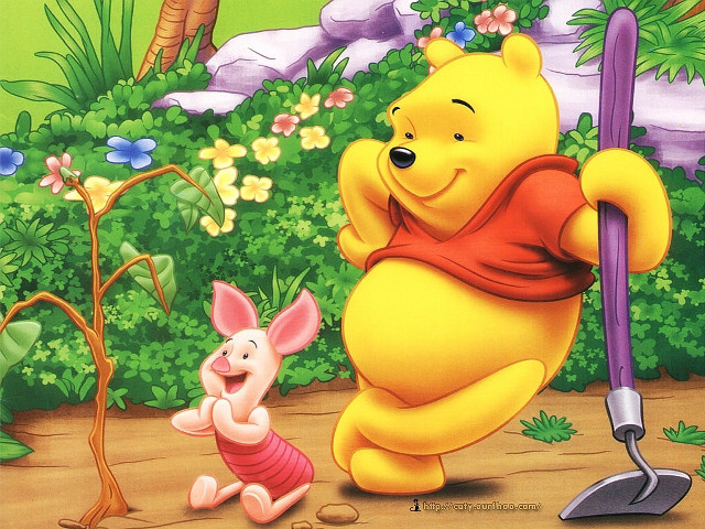 Winnie the pooh piggy garden free wallpaper for desktop - medium preview image