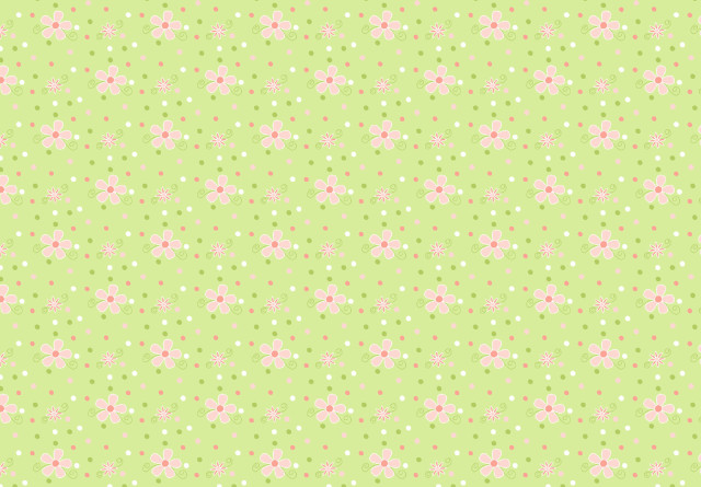Green background pink flowers dots free wallpaper for desktop - medium preview image
