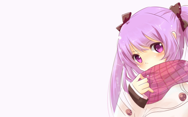Girl purple hair pink scarf free wallpaper for desktop - medium preview image