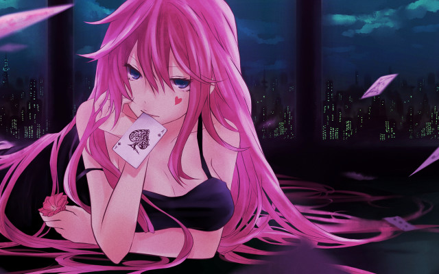 Pink hair girl umbrella anime free wallpaper for desktop - medium preview image