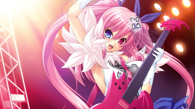 Girl pink hair guitar stage free wallpaper for desktop - medium preview image