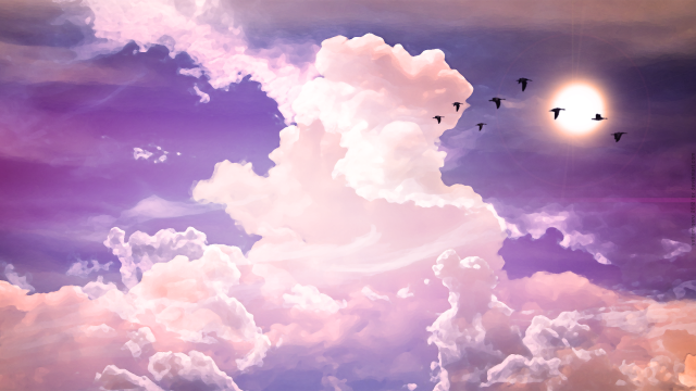 Flock birds flying cloudy sky #9 free wallpaper for desktop - medium preview image
