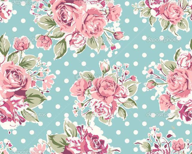 Blue pink flowered wallpaper polka free wallpaper for desktop - medium preview image