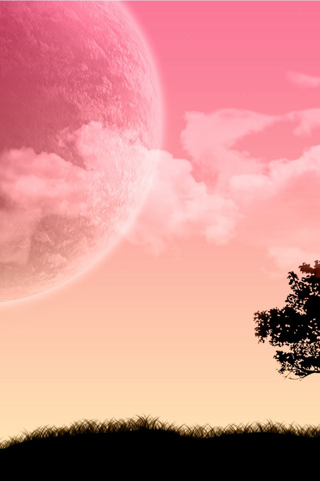 Tree field pink sky pink free wallpaper for mobile - medium preview image