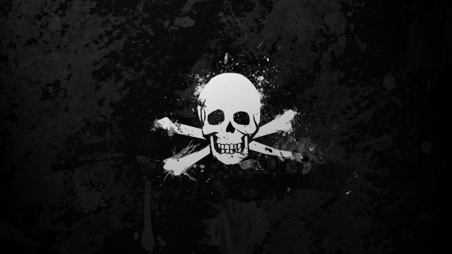 Skull crossbones black background white #6 free wallpaper for desktop - medium preview image