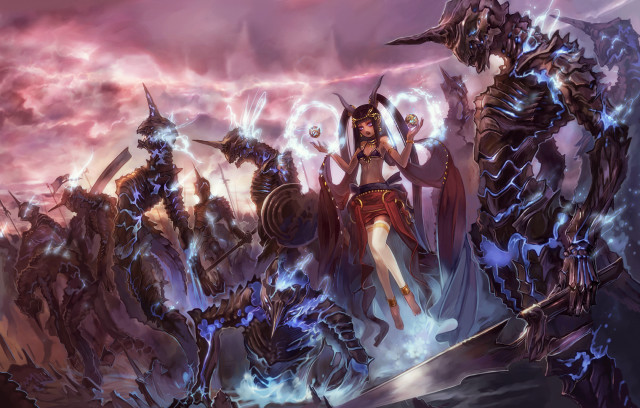 Demonic women clouds lightning group free wallpaper for desktop - medium preview image