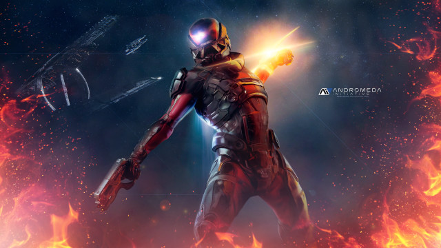 Man suit gun fire spaceship free wallpaper for desktop - medium preview image