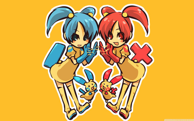 Cartoon girls different colored hair free wallpaper for desktop - medium preview image